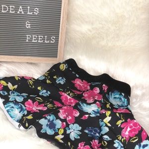 Pink & Blue Floral Glitter Fun Girl's Skirt